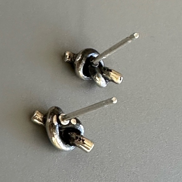 Sterling Silver Simple Stud Knot Earrings - Picture 5 of 6